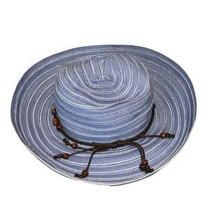 Sunday Afternoons | Blue Wide-Brim Beaded Sun Hat